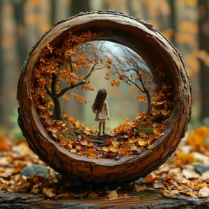 Inside the shell, girl, autumn, abstract