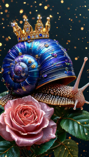 live snail with a shell made of precious stones